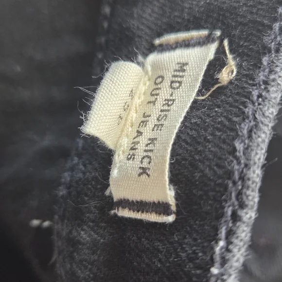Madewell Womens 25 P Mid Rise Kick Out Jeans Black - Picture 5 of 8